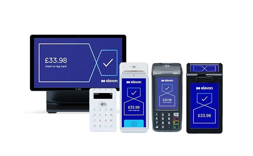 Collage of Elavon POS terminal and handheld terminals