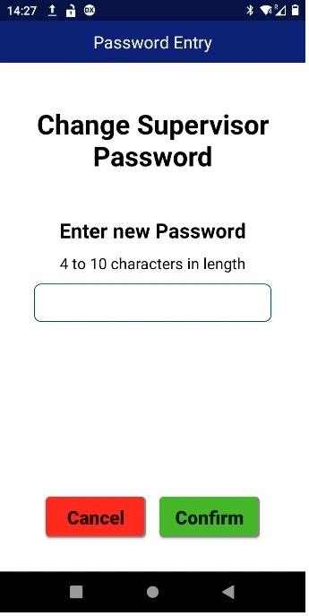 Image displaying how to enter new password on DX8000 terminal